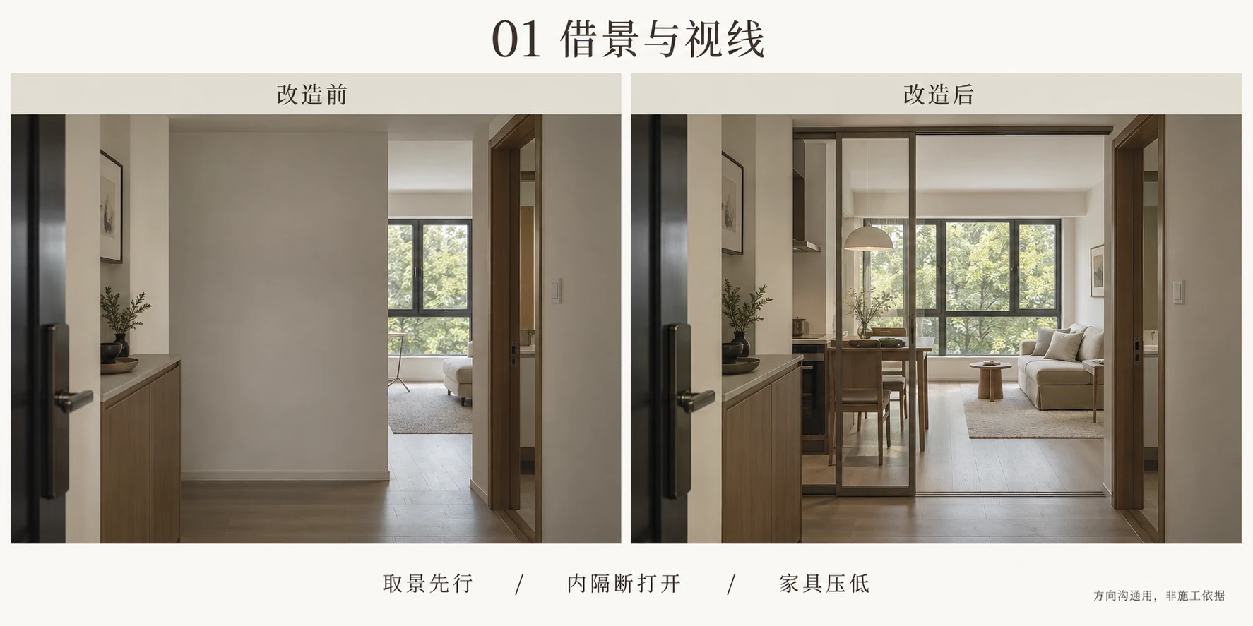 小宅借景与视线的前后对照